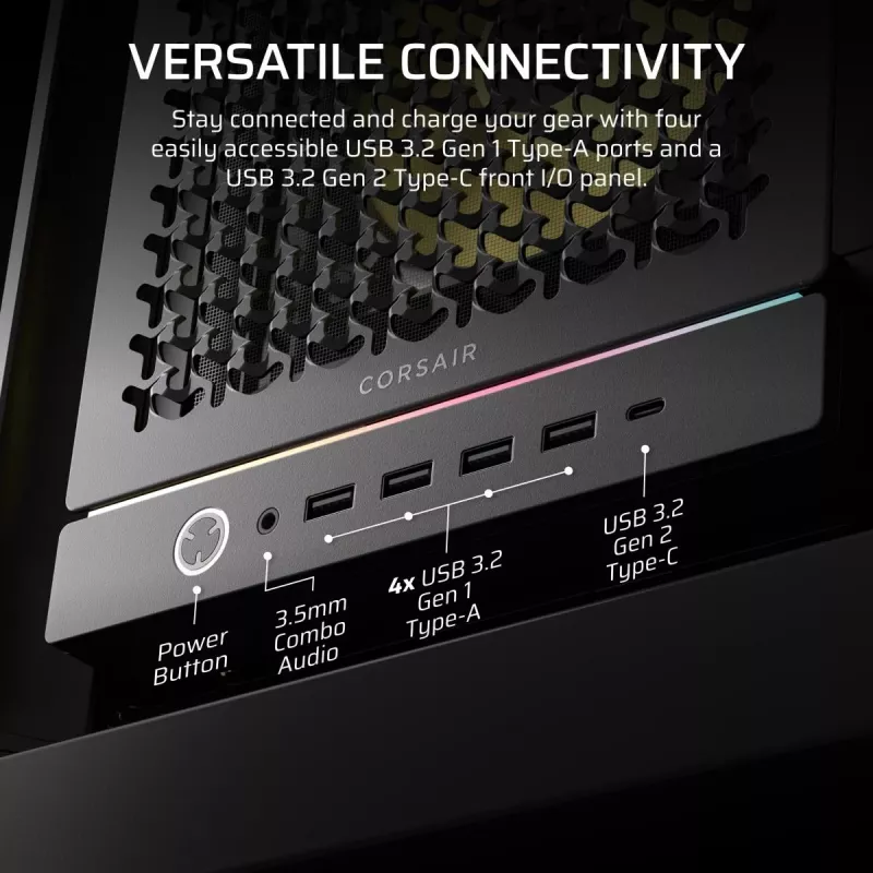 Case PC CORSAIR FRAME 5000D RS ARGB Midi-Tower nero — ATX, supporta 3x140mm ventole frontali, unità 2,5/3,5