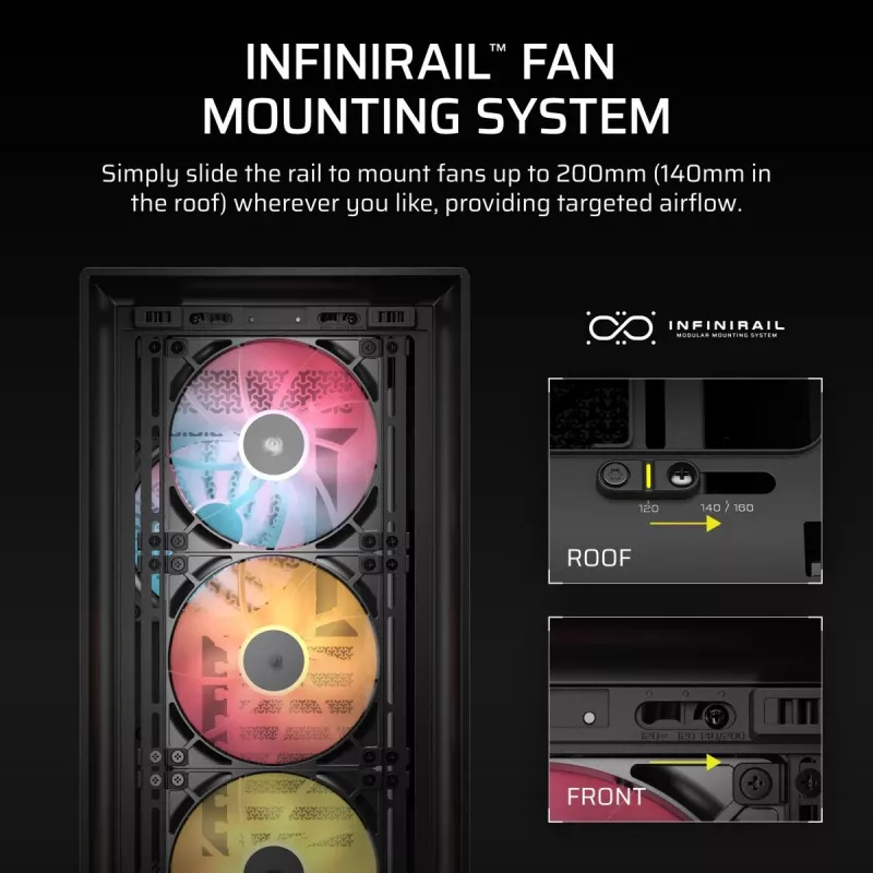 Case PC CORSAIR FRAME 5000D RS ARGB Midi-Tower nero — ATX, supporta 3x140mm ventole frontali, unità 2,5/3,5