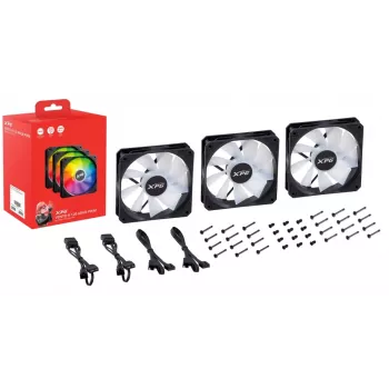 XPG VENTO 120 ARGB PWM (confezione da 3) nero, ventola, 12 cm, 300 U/min, 1650 U/min, nero