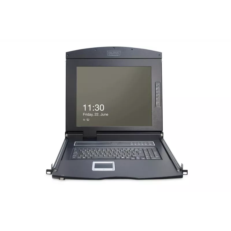 DIGITUS Modularized console TFT 43,2 cm (17 inch) con KVM a 8 porte, RAL 9005 nero – Qwertz, US