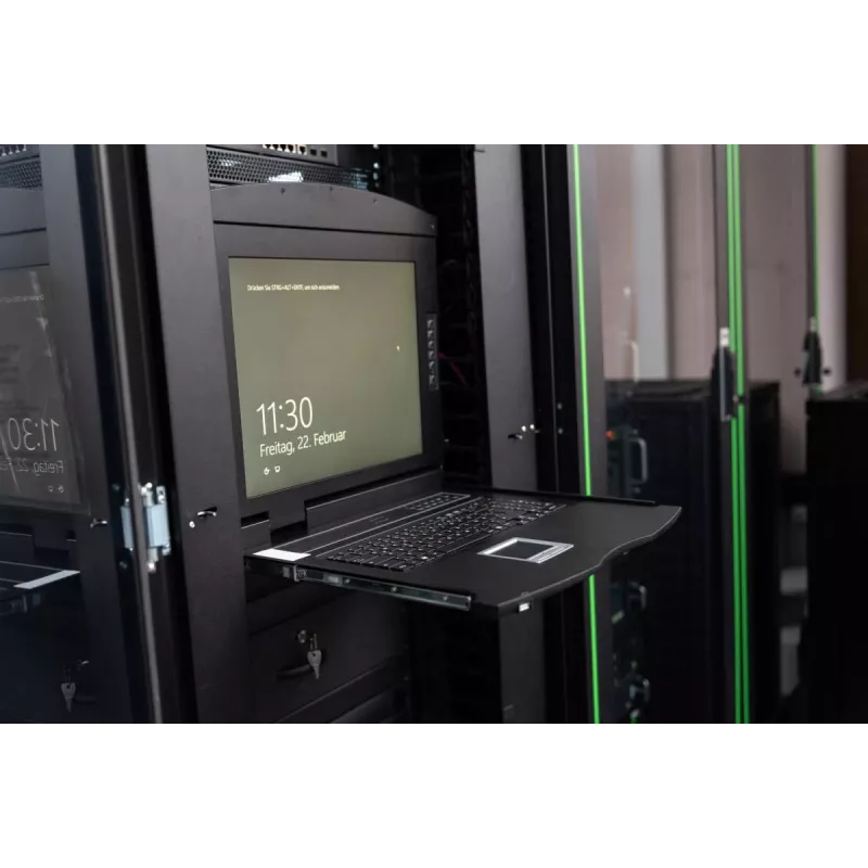 DIGITUS Modularized console TFT 43,2 cm (17 inch) con KVM a 8 porte, RAL 9005 nero – Qwertz, US