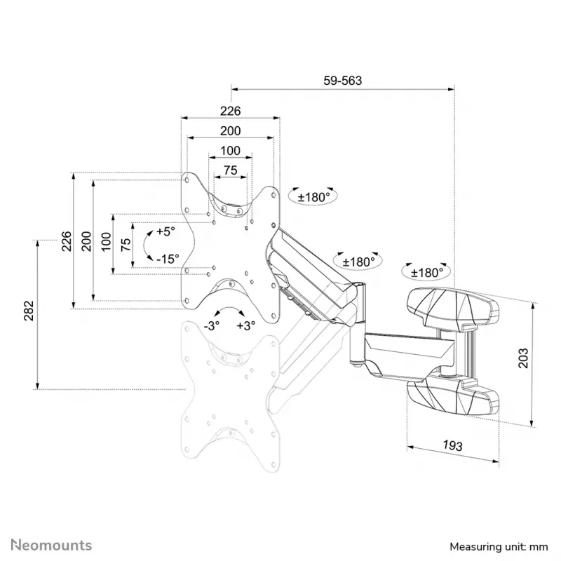 Neomounts supporto a parete per TV WL70-550BL12 23-42