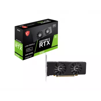 MSI scheda grafica GeForce RTX 3050 6 GB GDDR6, PCIe x8 4.0, 1492 MHz Boost, 96-bit, 2x HDMI 2.1 + DP 1.4a, 70 W, 2 ventole, FH/HL