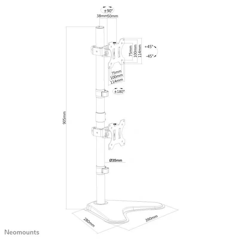 Neomounts FPMA-D550DDVBLACK supporto monitor 10-32 pollici - montaggio verticale