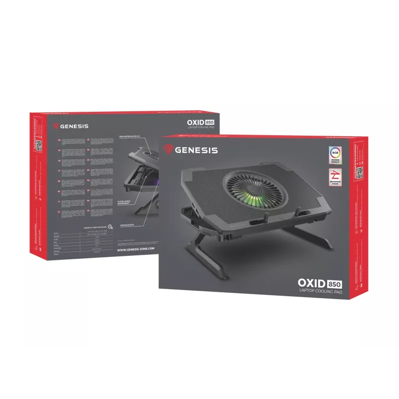 GENESIS Oxid 850 base raffreddante per laptop 43,9 cm (17,3 pollici) 2500 U/min nero