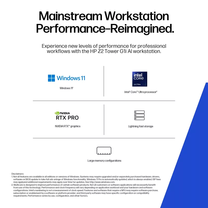 HP Z2 Tower G1i Intel Core Ultra 7 265 16 GB DDR5-SDRAM Windows 11 Pro Workstation Workstation AI, PC AI