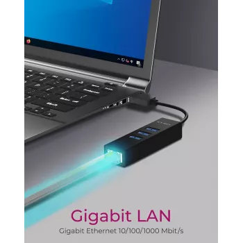 ICY BOX IB-HUB1419-LAN USB 3.2 Gen 1 (3.1 Gen 1) Type-A nero