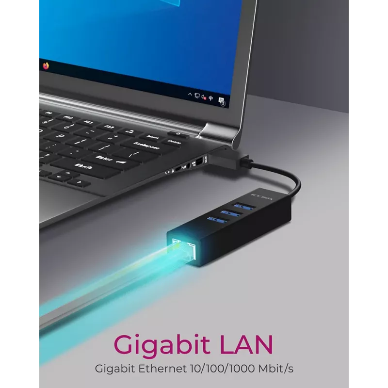 ICY BOX IB-HUB1419-LAN USB 3.2 Gen 1 (3.1 Gen 1) Type-A nero