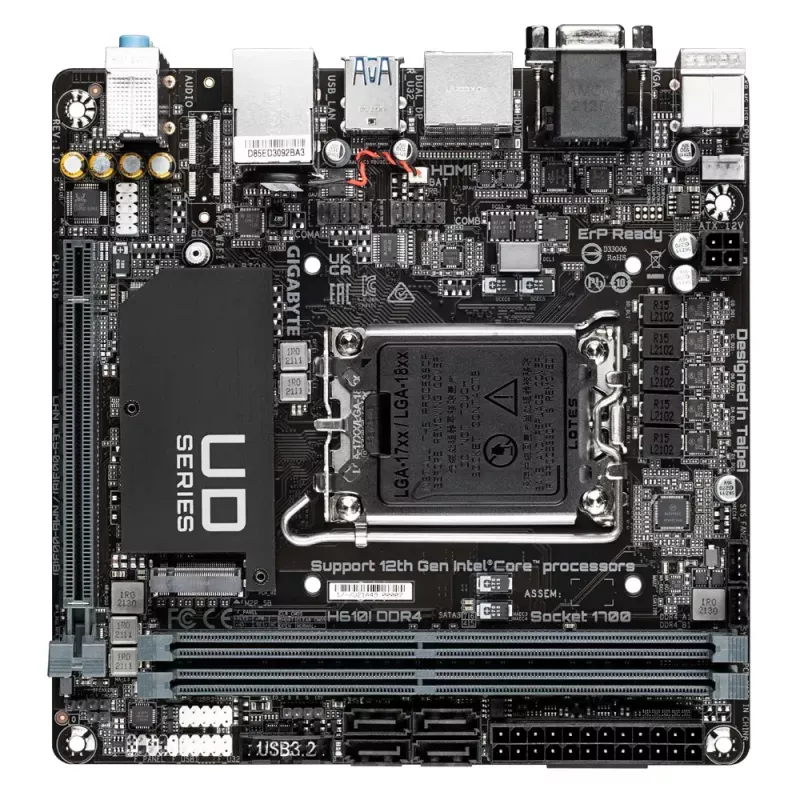 Scheda madre GIGABYTE H610I DDR4, Intel LGA 1700, Mini-ITX