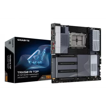 Scheda madre GIGABYTE TRX50 AI TOP-2B - CPU AMD Ryzen Threadripper PRO 7000, VRM digitale 16+8+4 fasi, fino a 5200 MHz DDR5, 4xPCIe 5.0 M.2, Wi-Fi 7, LAN 10 GbE, USB 4