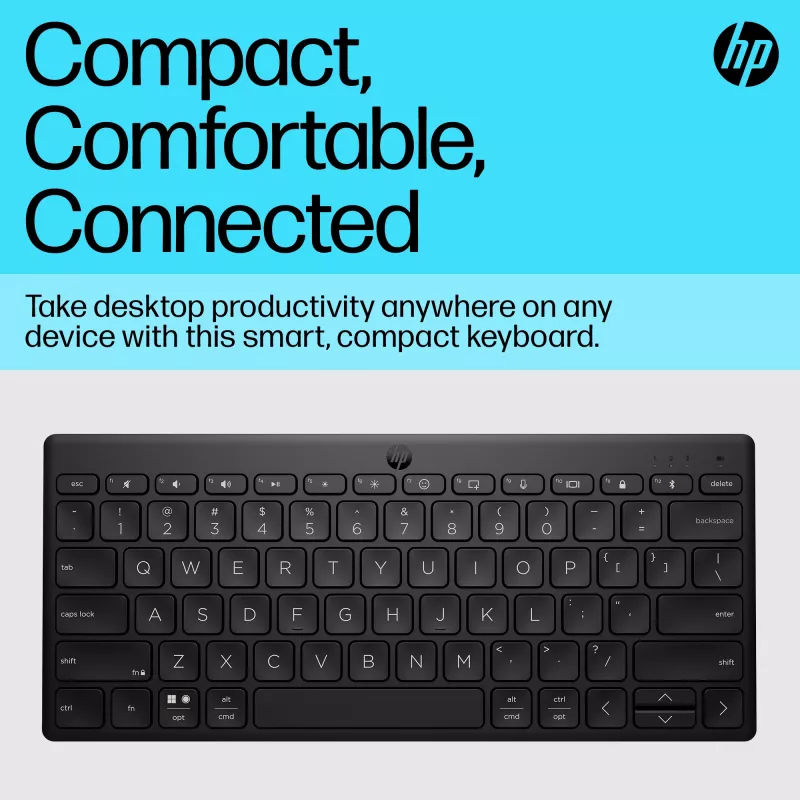Tastiera Bluetooth compatta HP 355 – tasti meccanici wireless, nero, 0,34 kg