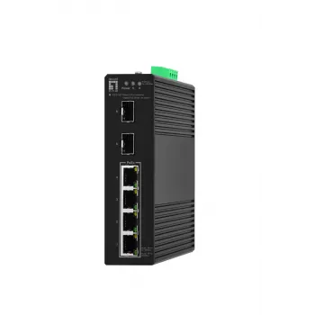 LevelOne Hilbert switch industrial Gigabit PoE Smart Lite 6 porte, 2 x SFP, 4 uscite PoE, 802.3at/af PoE