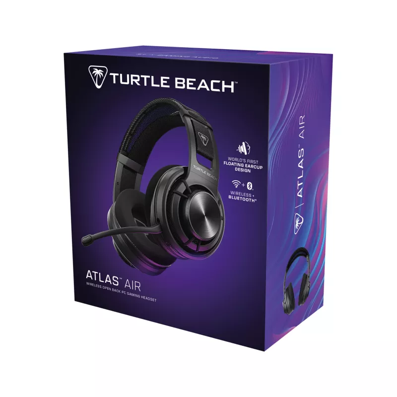 Turtle Beach Atlas Air cuffie da gaming wireless open-back per PC con audio high-fidelity 24 bit, microfono broadcast, padiglione flottante, cuscinetti in memory foam e Bluetooth per PC