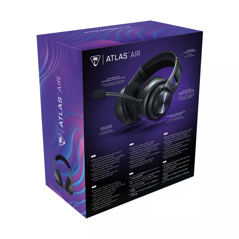 Turtle Beach Atlas Air cuffie da gaming wireless open-back per PC con audio high-fidelity 24 bit, microfono broadcast, padiglione flottante, cuscinetti in memory foam e Bluetooth per PC