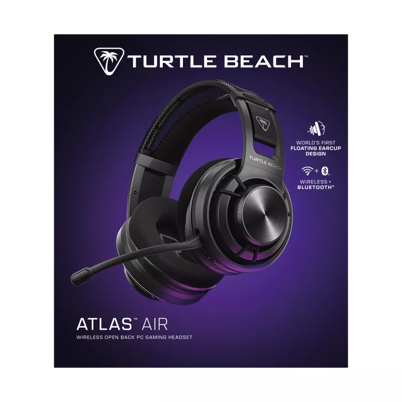Turtle Beach Atlas Air cuffie da gaming wireless open-back per PC con audio high-fidelity 24 bit, microfono broadcast, padiglione flottante, cuscinetti in memory foam e Bluetooth per PC