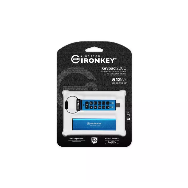 CHIAVETTA 512GB Kingston IronKey Keypad 200C AES-256 USB-C retail
