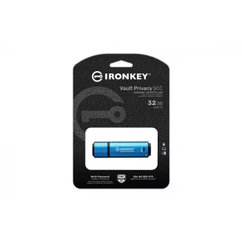 Kingston Technology IronKey 32GB USB-C Vault Privacy 50C con crittografia AES-256, FIPS 197