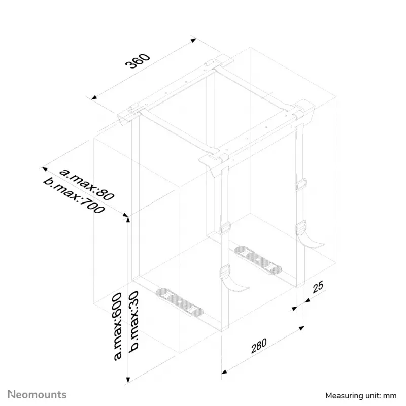 Neomounts CPU-D025BLACK supporto CPU - max 20 kg - universale, supporto CPU da scrivania, 20 kg, Nero, Acciaio, Taiwan, 700 mm