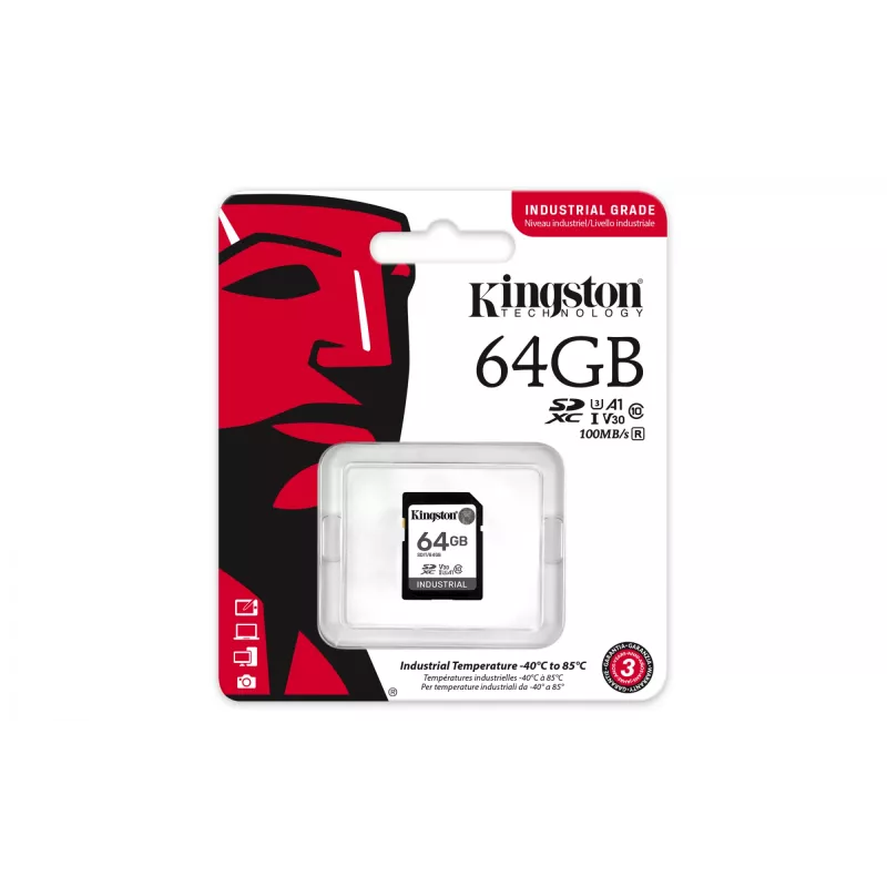 Kingston Technology 64 GB SDXC memoria flash industriale UHS-I pSLC