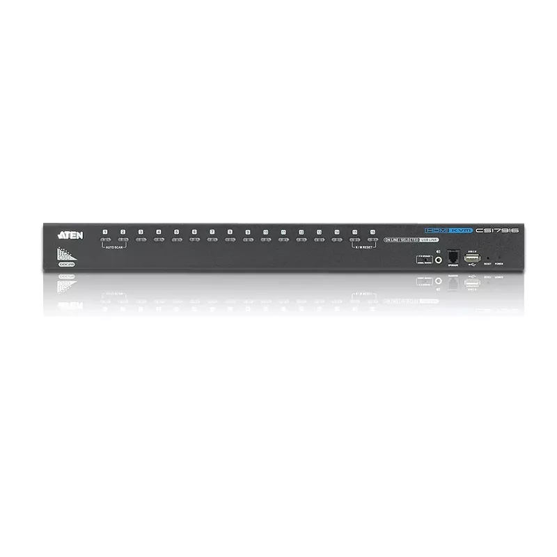 ATEN CS17916-AT-G switch KVM USB HDMI a 16 porte con audio, hub USB 2.0 a 2 porte, 1920x1200@60Hz, collegabile in cascata fino a 256 computer, nero