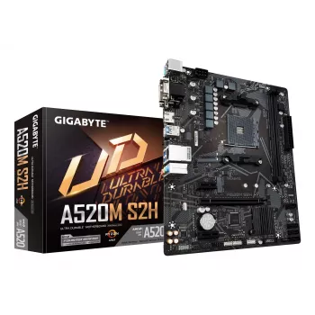 GIGABYTE A520M S2H Scheda madre - Supporta CPU AMD Ryzen 5000 Serie AM4, VRM Pure Digital 4+3 fasi, fino a 5100MHz DDR4 (OC), PCIe 3.0 x4 M.2, GbE LAN, USB 3.2 Gen 1
