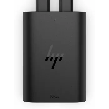 HP 600Q7AA caricabatterie GaN USB-C da 65 W per laptop, 2 × USB-C, 20 V, nero