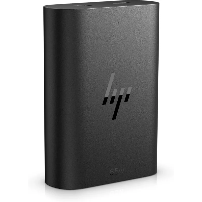 HP 600Q7AA caricabatterie GaN USB-C da 65 W per laptop, 2 × USB-C, 20 V, nero