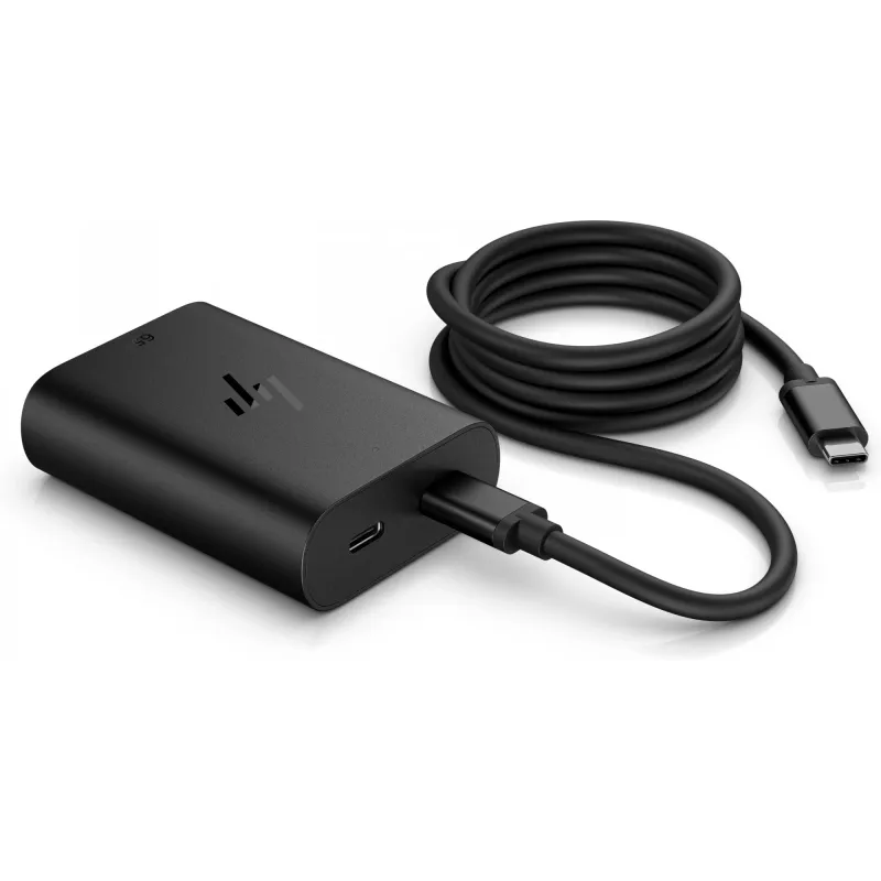 HP 600Q7AA caricabatterie GaN USB-C da 65 W per laptop, 2 × USB-C, 20 V, nero