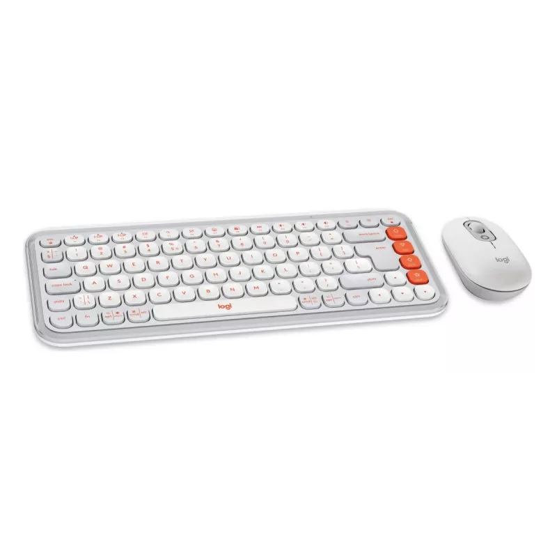 Logitech POP Icon Combo Tastiera mouse universale Bluetooth QWERTY US International Arancione Bianco