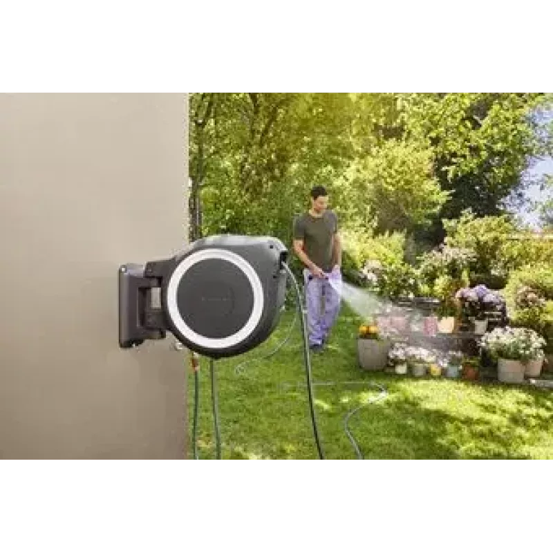 Avvolgitubo da parete Gardena RollUp Automatic nero grigio