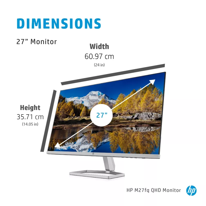 Monitor HP M27fq 27 pollici Quad HD 2560x1440 IPS LCD, 300 cd/m², 75 Hz, 5 ms, argento