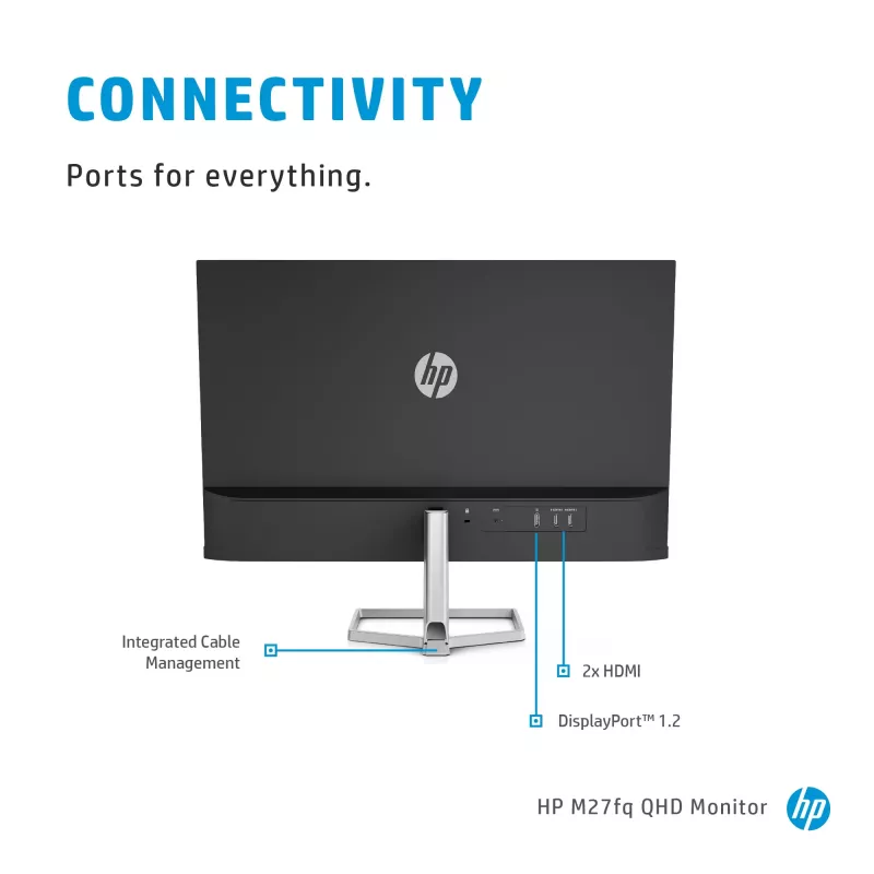 Monitor HP M27fq 27 pollici Quad HD 2560x1440 IPS LCD, 300 cd/m², 75 Hz, 5 ms, argento