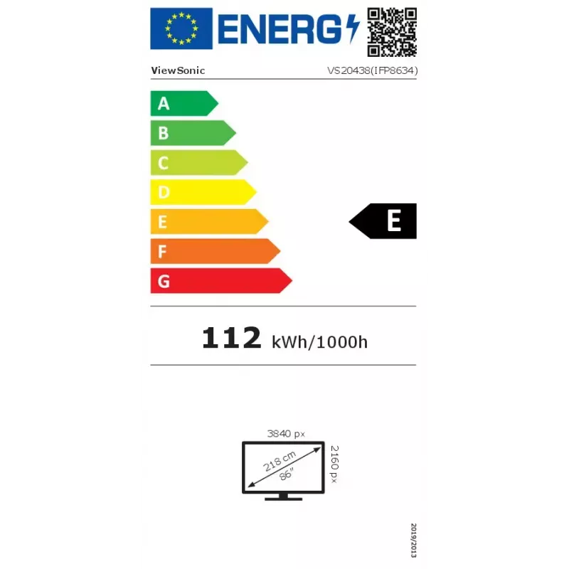 ViewSonic ViewBoard IFP8634 display interattivo, 86 pollici (218 cm), 4K UHD 3840 x 2160, multi-touch, Android 14 EDLA, 8 GB RAM, 350 cd/m², nero
