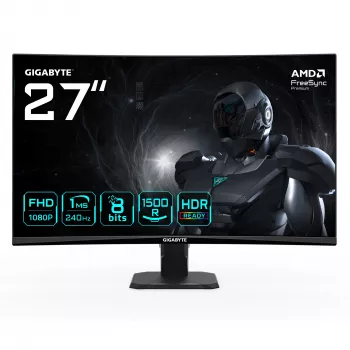 Monitor gaming curvo GIGABYTE GS27FC2 27 pollici FHD – 1920 x 1080, 240 Hz, 1, 350 cd/m², HDR Ready, HDMI 2.0, DisplayPort 1.4