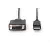 Cavo adattatore DisplayPort DIGITUS, DP - DVI (24+1) M/M, 2 m con blocco, compatibile DP 1.2, CE nero