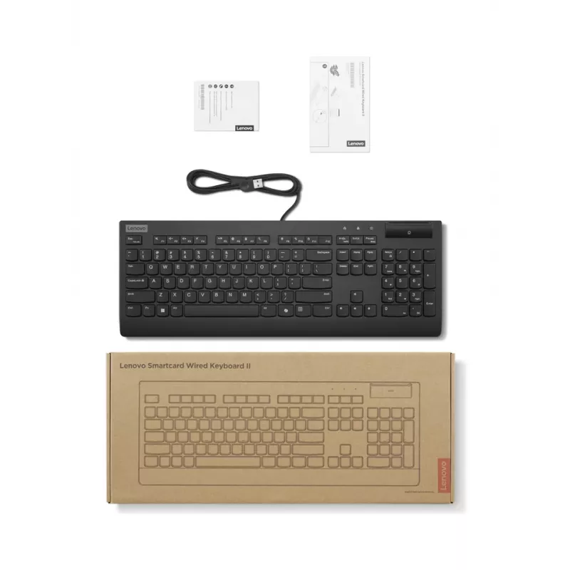 Tastiera smartcard full-size con filo Lenovo Smartcard Wired II — layout tedesco, USB, 106 tasti, nero