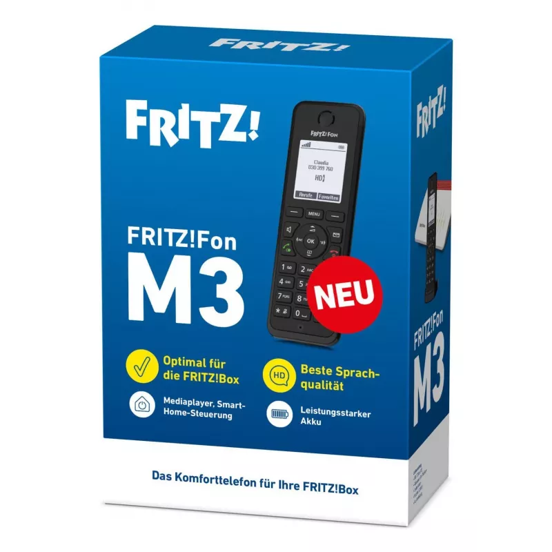 Telefono DECT FRITZ Fon M3 cordless identificazione chiamante nero