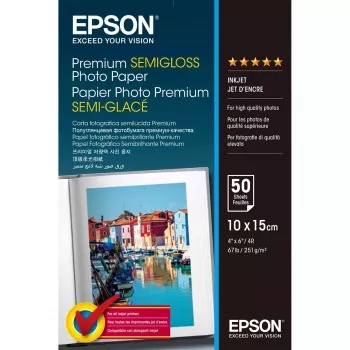 Carta fotografica Epson Premium Semi-Gloss - 10x15 cm - 50 fogli