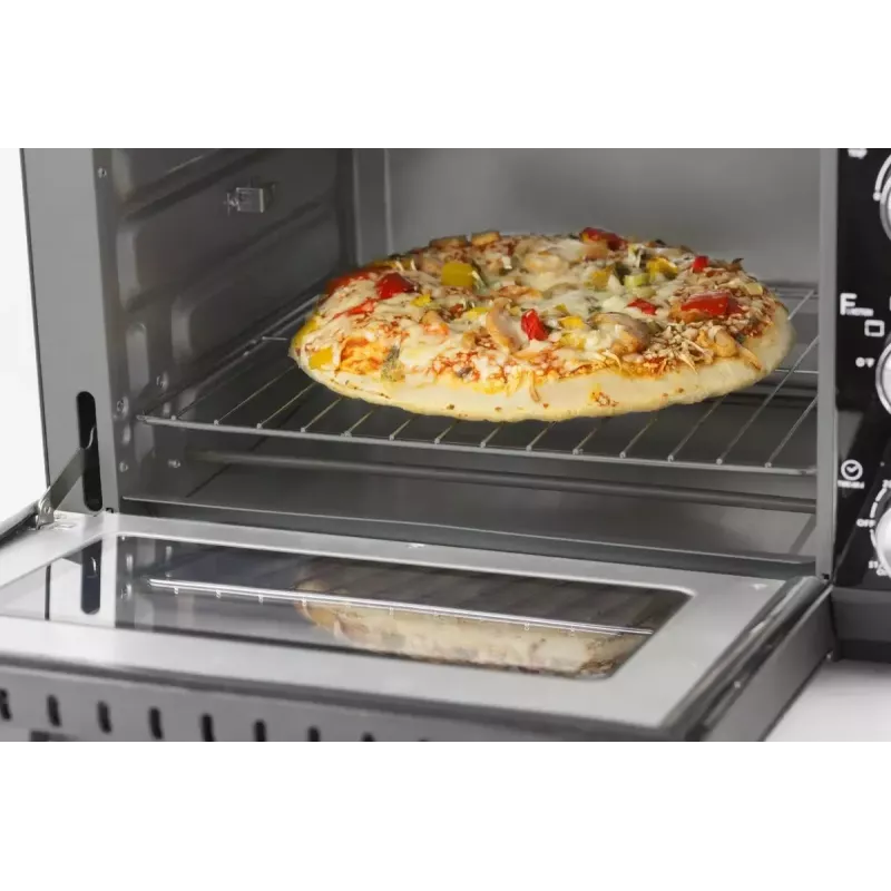 Caso TO 20 Design-Oven mini forno elettrico, 20 l, 1500 W, ventilato, girarrosto, timer, fino a 230 °C, involucro Cool-Touch, nero