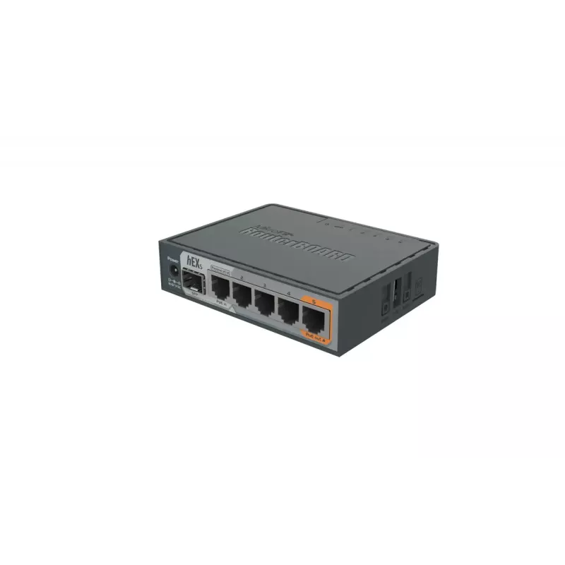 MikroTik RB760iGS hEX S router cablato, 5x Gigabit RJ45, 1x SFP, 1x USB 2.0, uscita PoE, nero