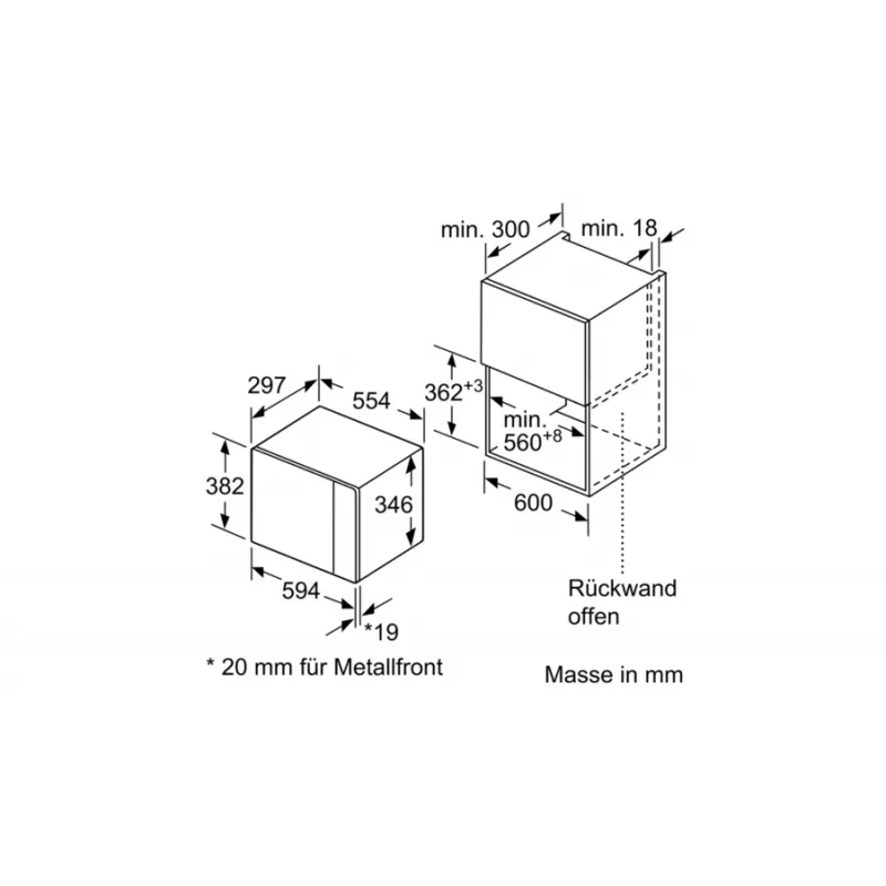 Bosch BFL520MS0 microonde nero, acciaio inox microonde combinato da incasso 20 l 800 W