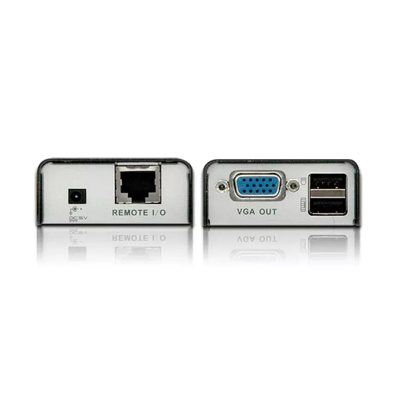 ATEN MINI USB VGA KVM Extender (100 m), trasmettitore e ricevitore, con filo, 100 m, Cat5, 1920 x 1200 pixel, nero