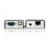ATEN MINI USB VGA KVM Extender (100 m), trasmettitore e ricevitore, con filo, 100 m, Cat5, 1920 x 1200 pixel, nero