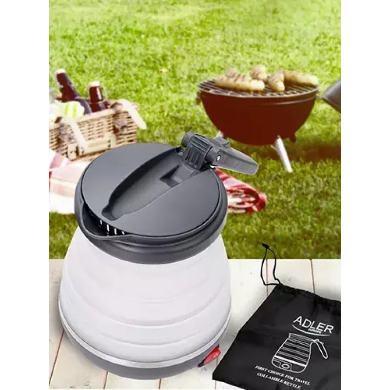 Bollitore Adler AD 1279 — 0,6 L, 750 W, corpo in plastica, controllo a pulsanti, spia luminosa