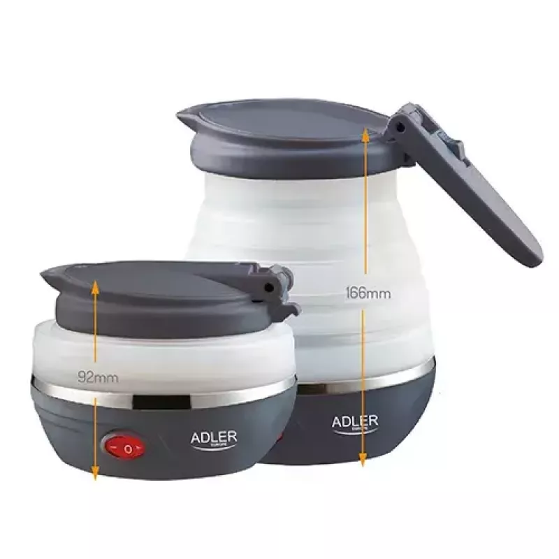 Bollitore Adler AD 1279 — 0,6 L, 750 W, corpo in plastica, controllo a pulsanti, spia luminosa