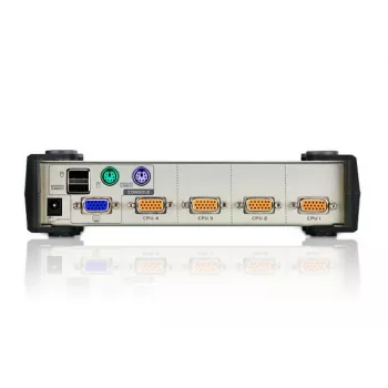 ATEN switch KVM 4 porte USB - PS/2 VGA (cavi KVM inclusi), 2048 x 1536 pixel, QXGA, 0,45 W, nero, grigio