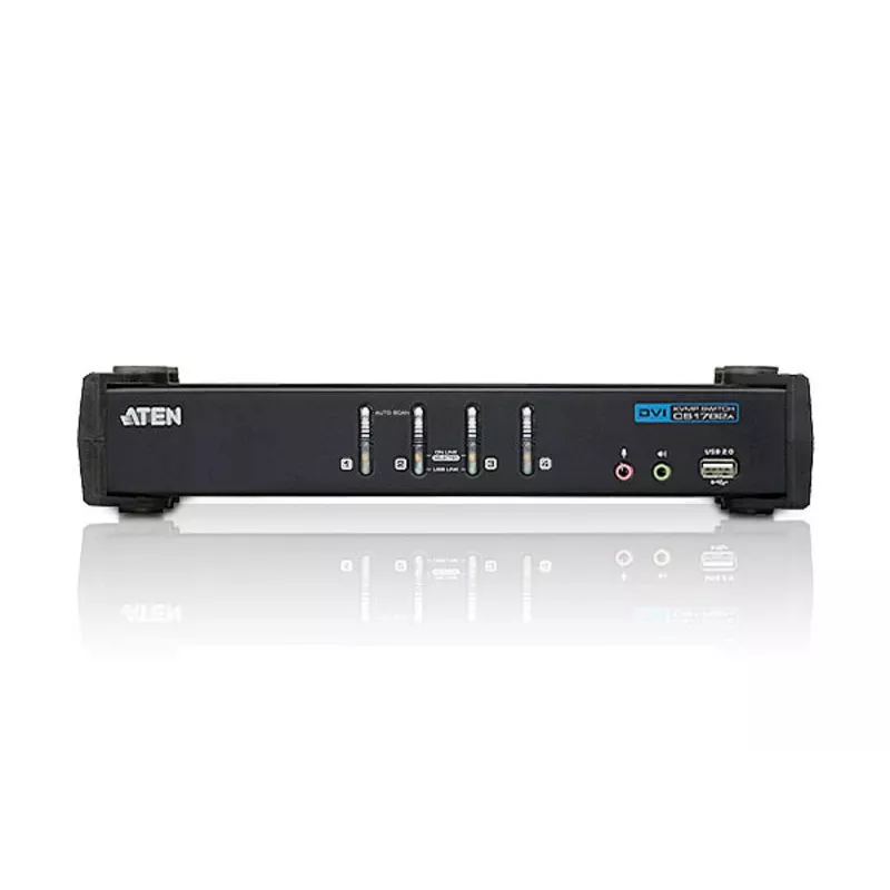 ATEN switch KVM 4 porte USB DVI con audio e hub USB 2.0 (cavi KVM inclusi)