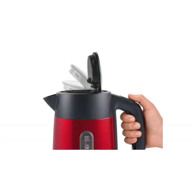 Bollitore Bosch TWK4P434 — 1,7 L, 2400 W, nero/rosso