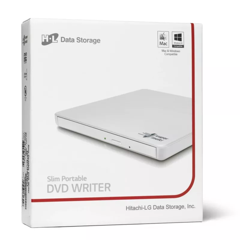 HITACHI-LG DATA STORAGE Unità DVD portatile sottile - Gp60nw60 - USB 2.0 - Bianco