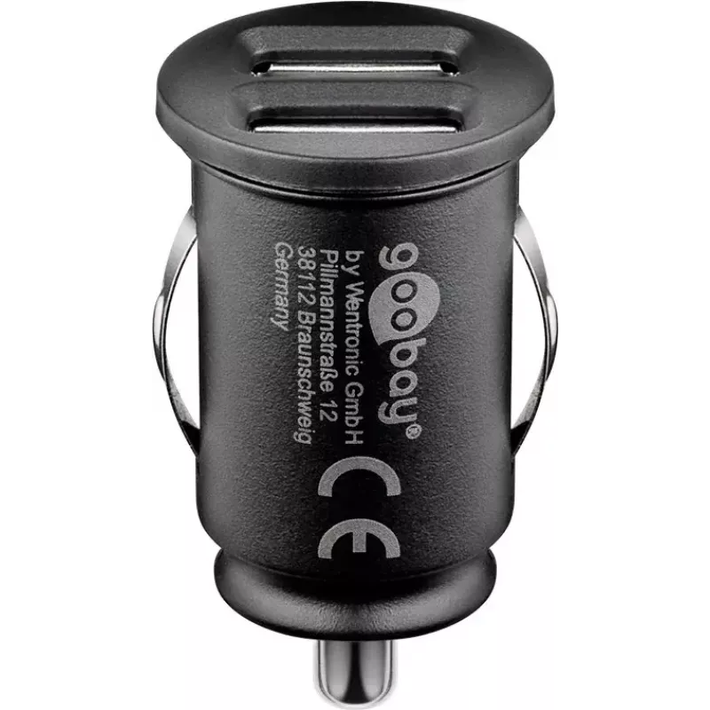 Goobay 58912 caricabatterie da auto con doppia USB, 2 x USB-A, 3,1 A, nero